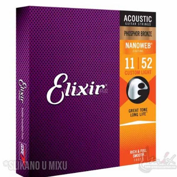 Elixir 16027 Custom Light 011-052 Phosebronze Žice za akustičnu gitaru